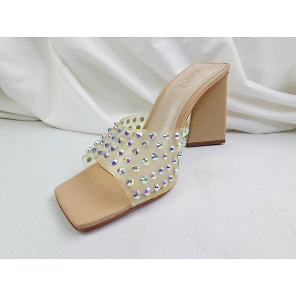 Schutz Shoes - Schutz Size 10B Womens Lizah Crystal Slip On Studded Open Square Toe Heels